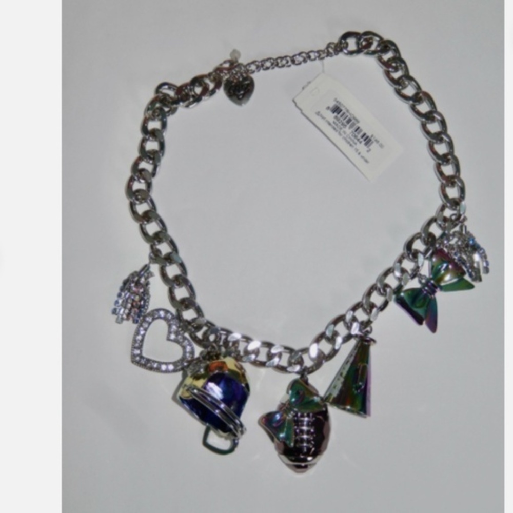 Authentic Betsey Johnson Cheerleader Pep Squad Football Charm Necklace Nwt